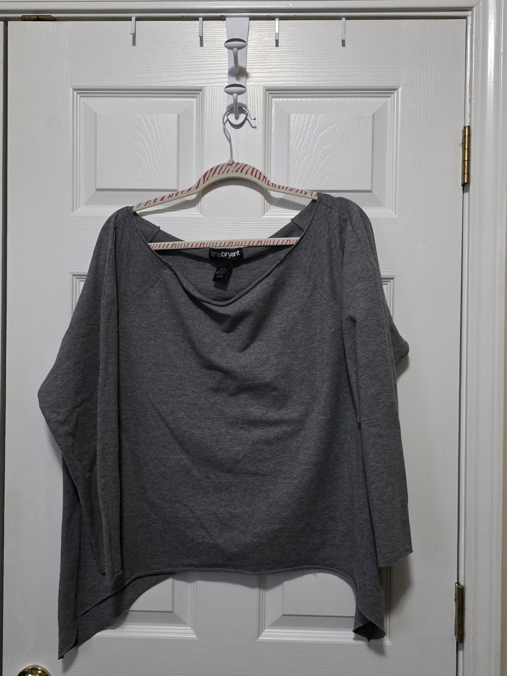 Lane Bryant Gray Shark Bite Pullover 3/4 Sleeve Sweater